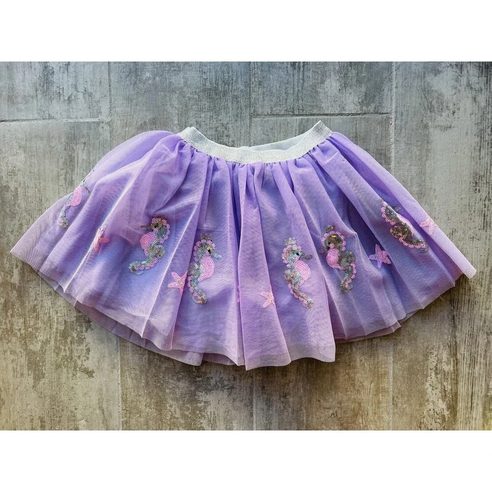 Los Angeles Boutique Tutu Tulle Star Seahorse Sequin Skirt Party Mermaid NEW 4T
